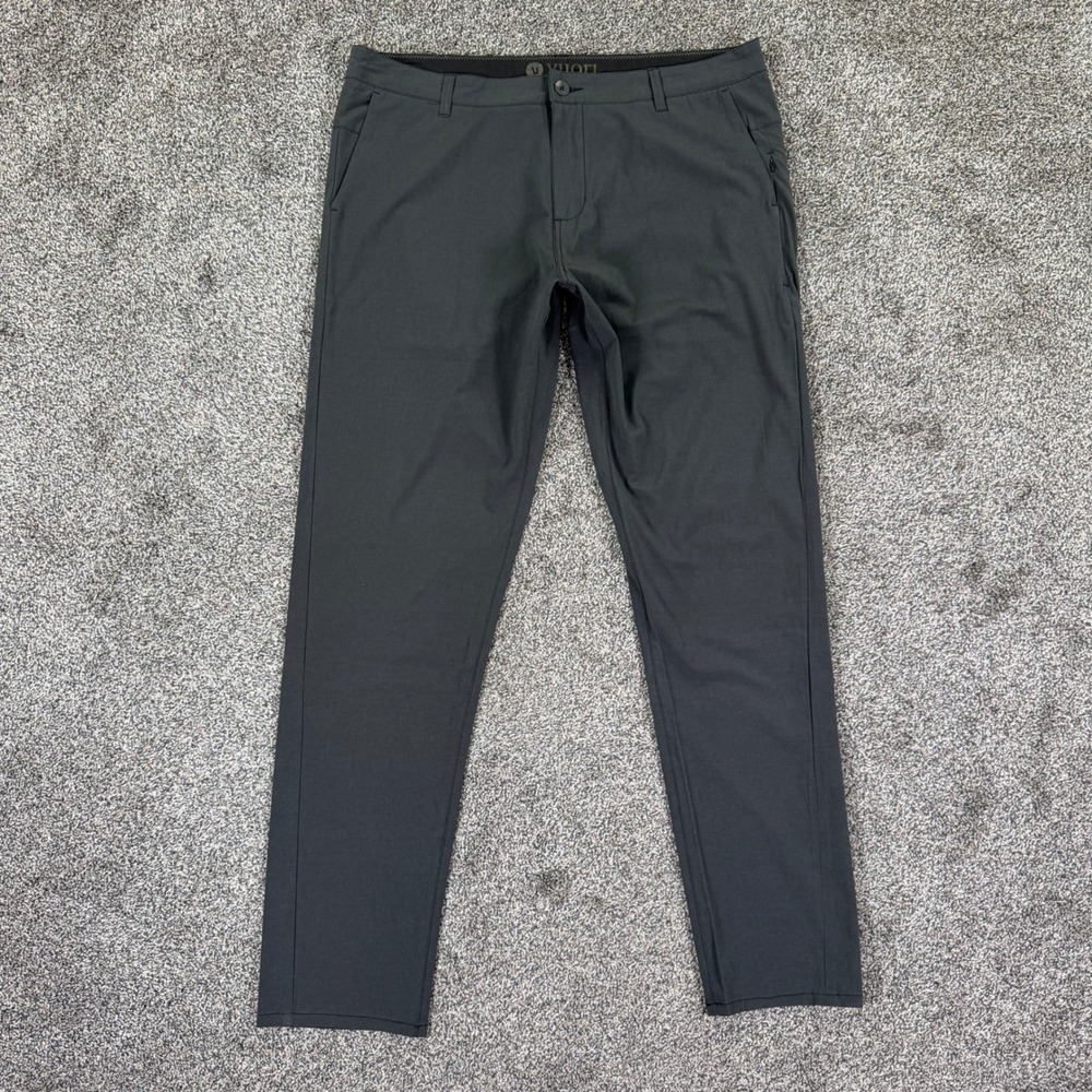Vuori Meta Pant Mens 36 Charcoal Grey Slim Fit Stretch Chino V431 Golf Travel